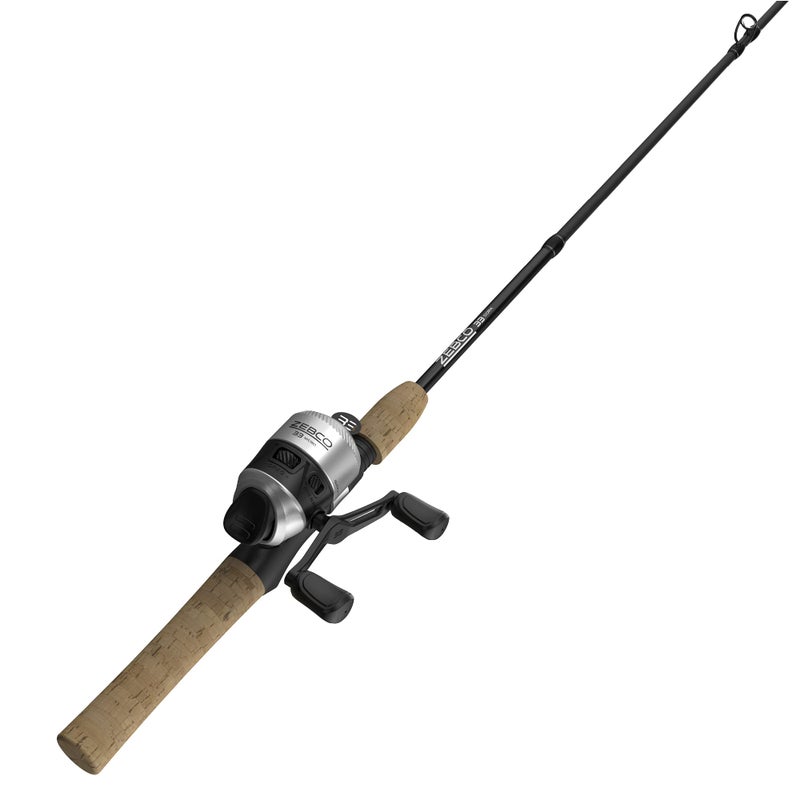 Zebco 33 Cork Micro Spincast Reel and 2-Piece Fishing Rod Combo, Cork Handle, Quickset Anti-Reverse Fishing Reel with Bite Alert, Black - Image 1